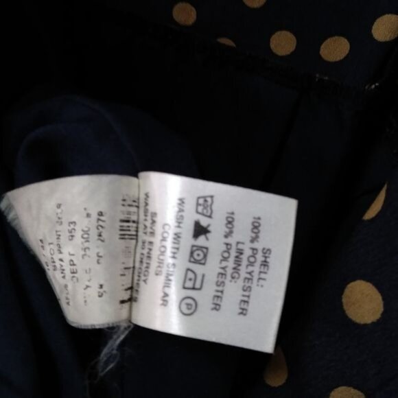 ASOS Navy & Yellow Polka Dot Short Sleeve Dress With Pockets Size L - Picture 11 of 13